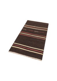 Resim El Dokuma Çizgili Keçi Kılı Yün Kilim 