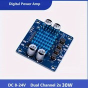 Resim 2x30W Çift Kanallı Dijital Güç Amplifikatör Kartı, Kablosuz Hoparlörler için Yüksek Tanımlı Ses Amplifikasyonu Modülü, DIY Hoparlör Amplifikatörü, LED Ekran ile, 4 Terminal Bağlantısı, 8-24V DC Güç Kaynağı, Ofis, Laboratuvar, El Sanatları Kullanımı için - Mavi 