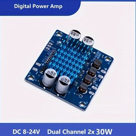 Resim 2x30W Çift Kanallı Dijital Güç Amplifikatör Kartı, Kablosuz Hoparlörler için Yüksek Tanımlı Ses Amplifikasyonu Modülü, DIY Hoparlör Amplifikatörü, LED Ekran ile, 4 Terminal Bağlantısı, 8-24V DC Güç Kaynağı, Ofis, Laboratuvar, El Sanatları Kullanımı için - Mavi 