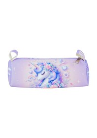 Resim Kalem Kutusu Unicorn World Üçgen Tasarım Vegan Deri Kalemlik Ve Makyaj Çantası 