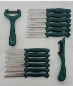 Resim Solingen 12'li Meyve-sebze-doğrama Bıçağı Ve 2'li Soyacak 14'lü Set Yeşil Metal 