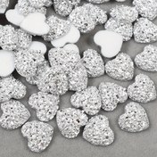 Resim 100 adet/paket reçine taşlar, 12mm kalp şeklinde düz arka yüzeyli taşlar - kıyafet, çanta ve ayakkabı süsleme için DIY el işi 