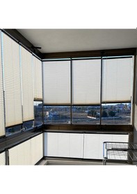 Resim Krem 09-02 Plise Perde - Katlanır Cam Balkon Perdesi Krem 