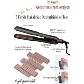 Resim Mena Rise Shibowavy Saç Tost Makinesi ve Saç Düzleştirici (3 Farklı Plaka) 