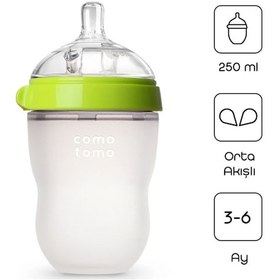 Resim Comotomo Antikolik Silikon Biberon 250 Ml 3-6 Ay Yeşil 