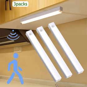 Resim 3 Adet Akıllı Hareket Sensörlü Işık, Gece Lambası, Şifonyer Aydınlatması Dolap ve Ayakkabılık İçin USB Şarjlı Manyetik Montaj Delme Gerektirmez 