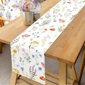 Resim 1 adet Bahar Yabani Çiçekleri Masa Koşucusu - Yeşil Yapraklı Canlı Çiçekli Tasarım, 35x180cm Polyester, İç ve Dış Mekan Yemekleri, Düğünler, Partiler ve Mevsimlik Ev Dekoru, Bahçe Süslemeleri için Mükemmel 