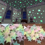 Resim 100 adet Parlak Glitter Parlak Yıldız Duvar Çıkartmaları - Yatak Odası, Oturma Odası ve Çocuklar için Kendinden Yapışkanlı Uzay Dekoru - Genç Kızlar için 