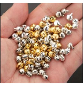 Resim Ozn Aksesuar Gümüş Parlak Kulplu Çan Zil Hayvan Tasma Zili Amigurumi Zil Kına Gecesi Tef Yapımı Zili 12MM 50 Adet 