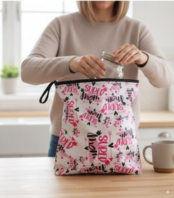 Resim Yorni 30x37cm, Super Mom, Su Geçirmez Islak Mayo Çantası, Torbası Beyaz 