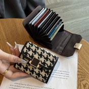 Resim Şık Kadın Çift Katlı Cüzdan Altın Tonlu Çıtçıtlı Kapatma - Çok Kartlık, Tavşan Desenli Tasarım, Kredi Kartları ve Kimlik İçin Birden Fazla Bölmeli, Şık Siyah Beyaz Organizatör, Sevimli Cüzdan 