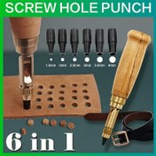 Resim 6'sı 1 Arada Otomatik Kemer Delme Aleti, 6 Değiştirilebilir Uç ile (1.5-4mm) – Kemerler, Ayakkabılar ve Daha Fazlası için Manuel Suni Deri İşleme & Tamir Aleti – Zencefil veya Siyah Alaşımlı Yapı, Suni Deri Delme Aleti 