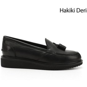 Resim Gönderi(R) Gönderi R Kadın Siyah Dolgu Taban Hakiki Deri Loafer Ayakkabı Gdza13424097 Siyah 