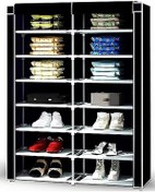 Resim Dzgn Home İki 2 Bölmeli Metal Ayakkabılık Bez Dolap-siyah Siyah 