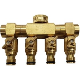 Resim Akyol Garden Pirinç Dört Çıkışlı Bahçe Sulama Musluk Bağlantısı 