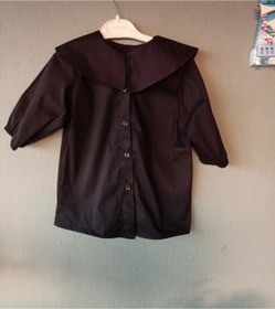 Resim BAV Butik Ayvitrin Kız Çocuk Kısa Kollu Tasarım Yaka Gömlek Siyah 