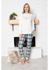 Resim Guava Kadın Bisiklet Yaka Bilek Manşet/lastikli 2 İplik Cepli Kışlık Jogger Eşofman Pijama Takımı Homewear Beyaz 