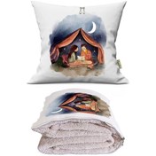 Resim Kamp Gecesi Tv Battaniyeli Opsiyonel Dekoratif Araç İçi Yastık Çok Renkli 