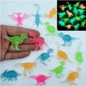 Resim 60 Rastgele Renkli Parlayan Dinozor Oyuncakları Mini Dinozor, Noel Cadılar Bayramı Doğum Günü Partisi Hediyesi Ev Dekoru Kek Üstü 