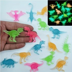 Resim 60 Rastgele Renkli Parlayan Dinozor Oyuncakları Mini Dinozor, Noel Cadılar Bayramı Doğum Günü Partisi Hediyesi Ev Dekoru Kek Üstü 