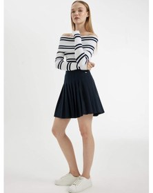 Resim Defacto Coool Pilise Yüksek Bel Basic Düz Gizli Fermuarlı Lacivert Mini Etek D4492AX24AUNV82 Lacivert 