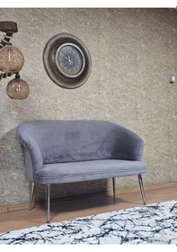 Resim Zafir İkili Teddy Krom Kaplama Sivriltme Ayak Çay Seti Koltuk İkili Berjer , Balkon, Salon, Ofis Gri 