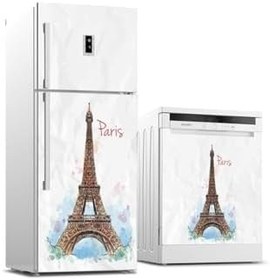Resim Paris Desenli Buzdolabı ve Bulaşık Makinesi Takım Sticker 0031 