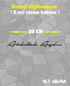 Resim 61 AVM Kişiye Özel İmza İsim Soyisim Sticker Folyo - 1 Adet | 20 x 3 Cm - Siyah - 