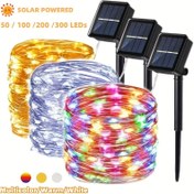 Resim Güneş Enerjili LED Dizili Işıklar - 50/100/200/300 LED, Çok Renkli, Sıcak ve Beyaz, Bahçe, Avlu, Noel ve Düğünler için Dış Mekan Peri Işıkları, Titrek, Dokunmatik, Dış Mekan Aydınlatması | Güneş Enerjili Işıklar | Dayanıklı Plastik Işıklar, Güneş Işıkları 