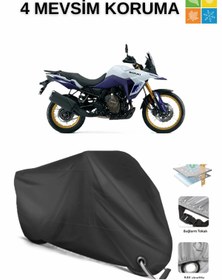 Resim AutoEN SUZUKİ V-STROM800DE DAYANIKLI KİLİT UYUMLU SU GEÇİRMEZ MOTOSİKLET BRANDASI-SİYAH 