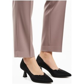 Resim Siyah Saten Kısa İnce Topuklu Abiye Ayakkabı 357188 Z Siyah Saten 