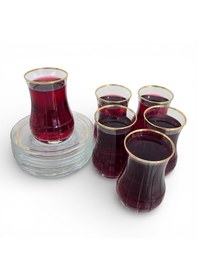 Resim Sudedi Home Altın Yaldızlı Cam Çay Bardağı Seti 6 Lı Elde Kesme Butik Seri Altın - Beyaz 