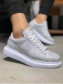 Resim KN Fashion Mp044 Bt Bağcıklı Desenli Ortopedik Yüksek/kalın Taban Erkek Sneaker Beyaz 