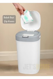 Resim Jet's Home Bebek Bezi Kovası Kokusuz Kendinden Poşetli Kartuşlu Bebek Bezi Çöp Kovası 19 Lt. 