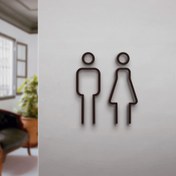 Resim 1 adet 3D Akrilik Tuvalet Levhası, Unisex - Siyah ve Altın, Oteller ve Pansiyonlar için Kolay Kapı Montajı, Plastik Malzeme 