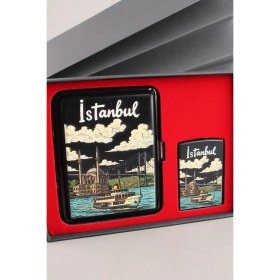 Resim Silvio Monetti Mavi Jet Alevli Çakmak Sigara Tabakası Kutulu Set SET003 