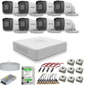 Resim Hikvision 2 MP 8 Kameralı 2 TB Disk Dış Ortam AHD HD-TVI Full Kamera Seti 