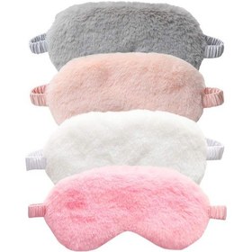 Resim 4 Pack Sivil Kürk Göz Maskesi Yumuşak Peluş Nap Göz Farı Uyuyan Göz Gizli Saten Geri Çeşitli Renk Fur 4pcs 