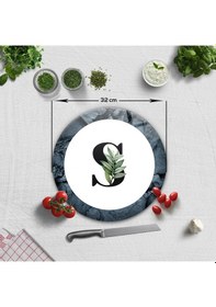 Resim Decorita Cam Kesme Tahtası - Cam Kesme Tablası - Harfli Tasarım S Çap 32 CM 