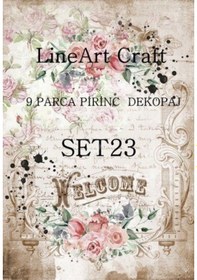 Resim Lineart Pirinç Dekopaj Kağıdı 9 Parça Set-023 