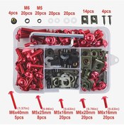 Resim Turcoshop11 Kırmızı 177 Parça Universal M5 M6 Motosiklet Kaportası Civata Seti Honda Bmw Kawasaki Yamaha 