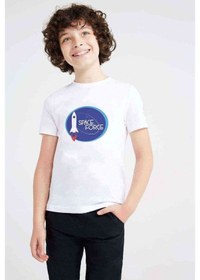 Resim Nasa Space Force Uzay Baskılı Unisex Çocuk Beyaz T-Shirt 