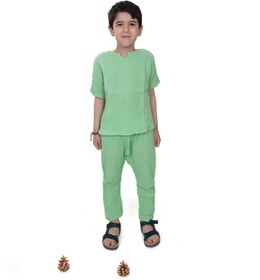 Resim Çift Kat Müslin Şalvar Pantolon | %100 Pamuk - Neon Yeşil / 5-6 yaş 