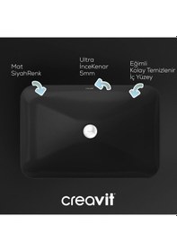 Resim Creavit Ultra Dikdörtgen Çanak Lavabo 60cm Mat Siyah Ul060-00sm00e-0000 