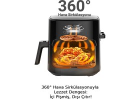 Resim 5 Litre Yağsız Fritöz, Siyah, Güçlü ve Sağlıklı Pişirme, Türkiye Garantili 