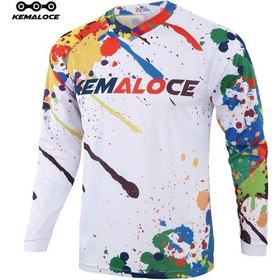 Resim Beyaz Kemaloce Erkekler Polyester Mtb Jersey Yeşil Uzun Kollu Yaz Anti-ter Motokros Forması Üniforma Yeşil 