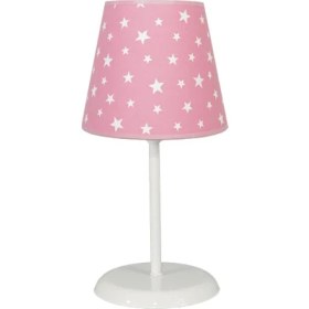 Resim Şenay Aydınlatma Çocuk Odası Masa Lambası Abajur-Yıldız Pembe 