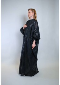 Resim Crystalia Işıltılı Siyah Jakar Kumaş Ve İç Elbiseli Sendi Kumaş İkili Takım Abaya Siyah 
