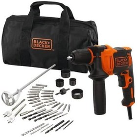 Resim Black+Decker BEH710SA40-QS 13 MM 710 W Darbeli Matkap + 40 Parça Aksesuar Bez Çanta 