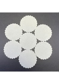 Resim 500 Adet Tek Kullanımlık Beyaz Desenli Kağıt Bardak Altlığı 80 Mm Beyaz 